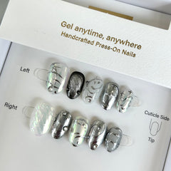 Mirror Metallic Line Press On Nails