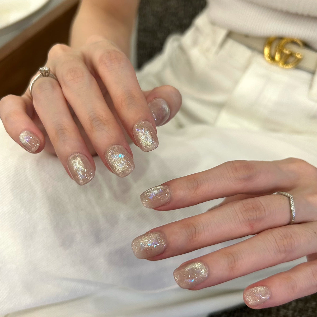 Crushed Ice Crystal Press On Nails
