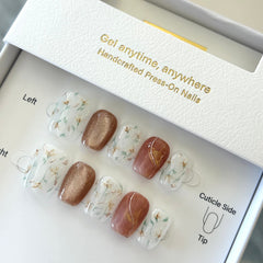 Autumn Caramel Flora Press On Nails