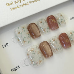 Autumn Caramel Flora Press On Nails