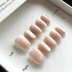 Clean Girl Nude Cat Eye Press On Nails