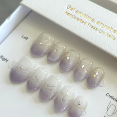 Purple Cat Eye Galaxy Press On Nails