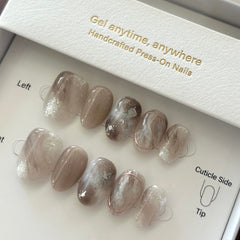 Elegant Gray-Brown Marble Press On Nails