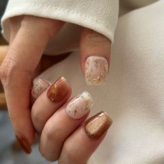 Autumn Caramel Flora Press On Nails