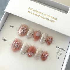 Sweet-cool Silver Retro Hearts Press On Nails