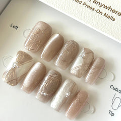 Pink Haze and Bamboo Shadows Press On Nails