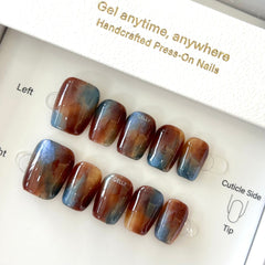 Blue Lake with Amber Press On Nails