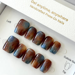 Blue Lake with Amber Press On Nails