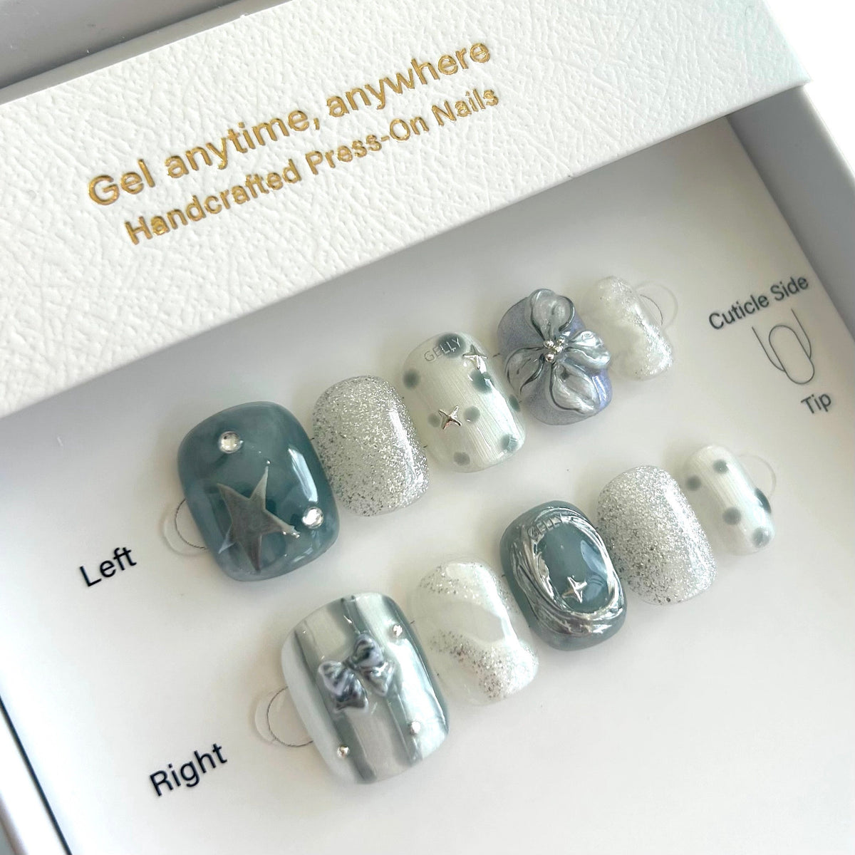 Blue-Gray Bubble Dream Press On Nails