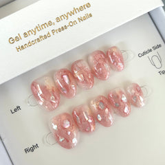 Rose Marbled Shell Press On Nails