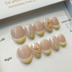Summer Plumeria Frenchie Press On Nails