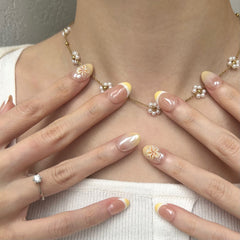 Summer Plumeria Frenchie Press On Nails