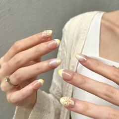 Summer Plumeria Frenchie Press On Nails