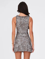 CAMPBELL MINI DRESS - NEUTRAL : LEOPARD