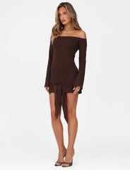 CYPRESS MINI DRESS - BROWN : CHOCOLATE