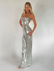 ELVIA MAXI DRESS - GREY : SILVER : SILVER METALLIC