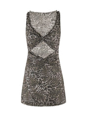 CAMPBELL MINI DRESS - NEUTRAL : LEOPARD