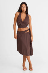 Luna Midi Skirt Brown