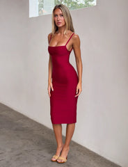 MIDORI BANDAGE MIDI DRESS - CHERRY