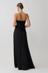 Serena Strapless Taffeta Maxi Dress - Black