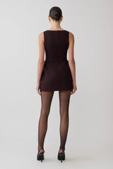 Hallie Boat Neck Mini Dress - Plum Pinstripe