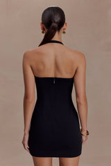 Cressida Crepe Halter Mini Dress - Black