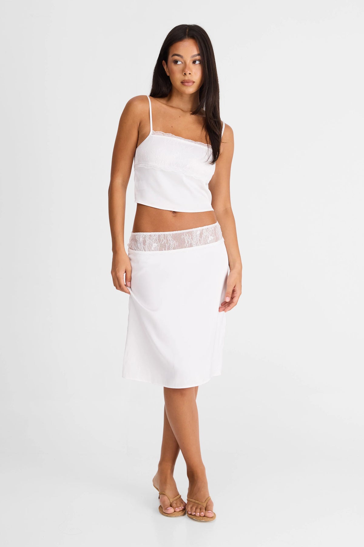 Fleur Midi Skirt White
