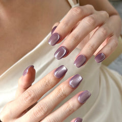Soft Lavender Cat Eye Press On Nails